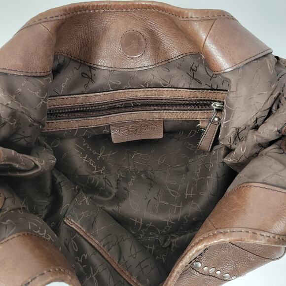 Fossil Fifty Four Womens Shoulder Bag Brown Leather Tassels Studded Hobo Western - Picture 13 of 13